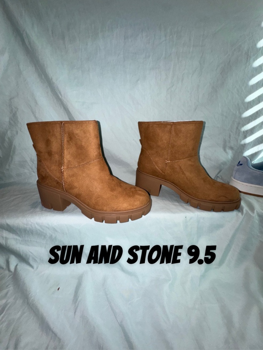 Sun and stone Women's Chestnut Suede Ankle Boots - Size 9.5